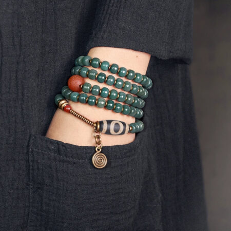 Vintage Multi-Layer Bodhi Seed & Dzi Bead Bracelet Buddhist Mala Jewelry for Men